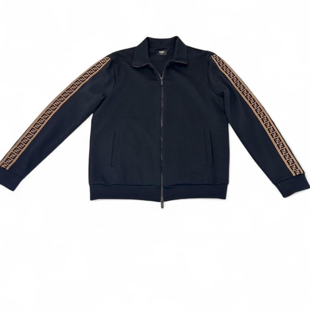 Fendi Men’s Black Track Jacket Cotton Size 48